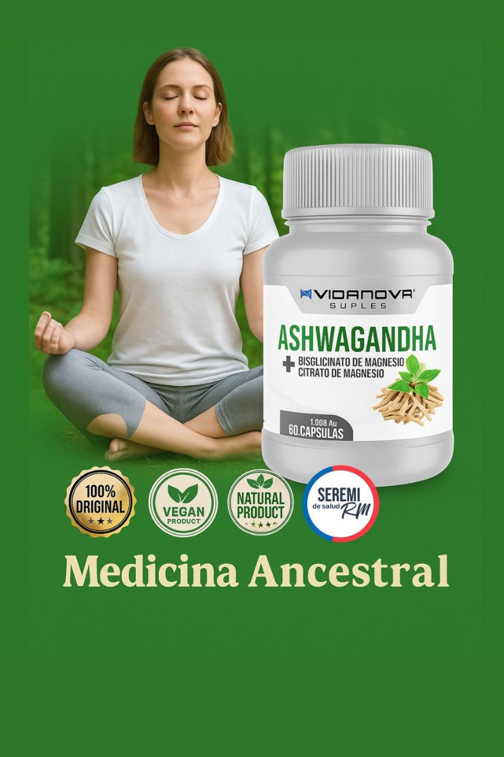 Ashwagandha + Magnesio Bisglicinato + Magnesio Citrato x 60 capsulas SEREMI